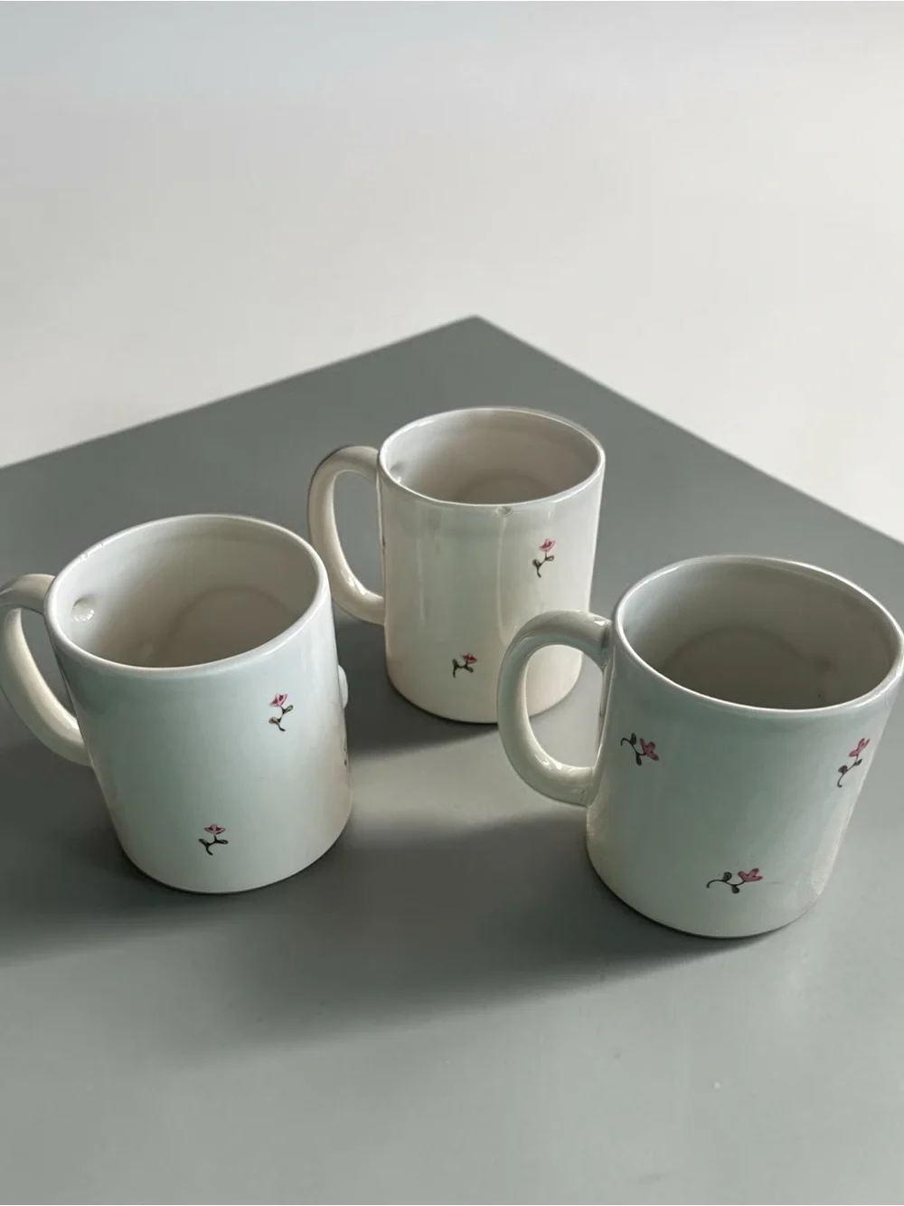 Vintage 70/80s Otagiri Cute Pig & Flower Porcelain Mugs White, Black & Pink